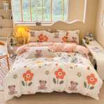 발신자를 대신하여 코튼 인쇄 4 피스 세트 두꺼운 브러시 시트 이불 커버 학생 기숙사 코튼 3 피스 침구의 그림