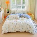 발신자를 대신하여 코튼 인쇄 4 피스 세트 두꺼운 브러시 시트 이불 커버 학생 기숙사 코튼 3 피스 침구의 그림