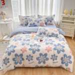 발신자를 대신하여 코튼 인쇄 4 피스 세트 두꺼운 브러시 시트 이불 커버 학생 기숙사 코튼 3 피스 침구의 그림