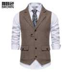 남성용 헤링본 트위드 트위드 정장 조끼의 그림