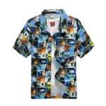 하와이 남성 프린트 반팔 셔츠의 그림