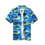 하와이 남성 프린트 반팔 셔츠의 그림
