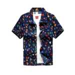 하와이 남성 프린트 반팔 셔츠의 그림
