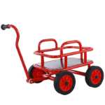 버킷이 달린 유치원 세발자전거의 그림