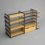 문구 선반 진열대의 그림