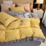 새로운 워싱 코튼 자수 4 피스 세트 코튼 침구 코튼 침대 시트 침대 모자 침대 그물 레드 스위트 도매의 그림