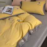 새로운 워싱 코튼 자수 4 피스 세트 코튼 침구 코튼 침대 시트 침대 모자 침대 그물 레드 스위트 도매의 그림