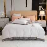 새로운 워싱 코튼 자수 4 피스 세트 코튼 침구 코튼 침대 시트 침대 모자 침대 그물 레드 스위트 도매의 그림