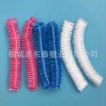 일회용 샤워 캡 헤드 커버 탄성 입 스트립 모양의 플라스틱 pe 두꺼운 호텔 호텔 머리 염색 베이킹 오일 목욕 제조 업체의 그림