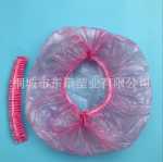 일회용 샤워 캡 헤드 커버 탄성 입 스트립 모양의 플라스틱 pe 두꺼운 호텔 호텔 머리 염색 베이킹 오일 목욕 제조 업체의 그림