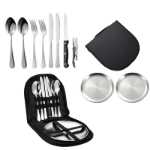 캠핑 여행용 식기 세트의 그림