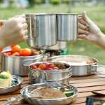 스테인레스 스틸 야외 조리기구 세트의 그림