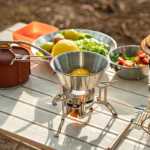 스테인레스 스틸 접이식 그릇 피크닉 / 하이킹 캠핑 초경량 휴대용 조리기구의 그림