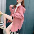 공식 사진 90 코튼 10 비스코스 봄 한국 느슨한 셔츠 디자인 틈새 긴팔 셔츠 얇은 여성상의의 그림