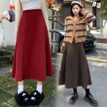 하프 바디 스커트  하이 웨이스트 롱 섹션 스커트의 그림