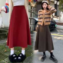 하프 바디 스커트  하이 웨이스트 롱 섹션 스커트의 그림