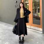 하프 바디 스커트  하이 웨이스트 롱 섹션 스커트의 그림