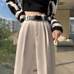 카레 트위드  여성정장 바지의 그림