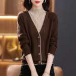 레트로 여성용 하프 하이넥 투피스 점퍼의 그림