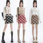 레드 체크 무늬 스커트의 그림