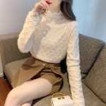 긴 소매 쉬폰 레이스 블라우스의 그림