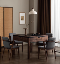 단단한 나무 마작 기계 북미 검은 호두 자동 마작 테이블 참새 현대 간단한 음소거 친구 식탁 이중 사용의 그림