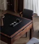 단단한 나무 마작 기계 북미 검은 호두 자동 마작 테이블 참새 현대 간단한 음소거 친구 식탁 이중 사용의 그림