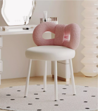 메이크업 의자 가죽 프리미엄 심플 드레서 의자 크림 스타일 여자 침실 보우 백 드레싱 스툴의 그림