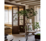 접이식 문 프랑스 격자 문 긴 무지개 유리 문 단단한 나무 문 침실 거실 주방 슬라이딩 도어 파티션 도어 슬라이딩 도어의 그림