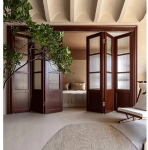 접이식 문 프랑스 격자 문 긴 무지개 유리 문 단단한 나무 문 침실 거실 주방 슬라이딩 도어 파티션 도어 슬라이딩 도어의 그림